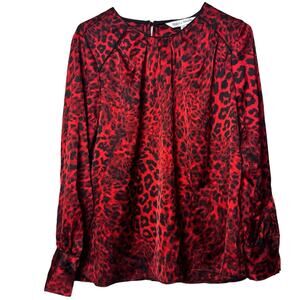 Rebecca Malone Women’s Black and Red Print Blouse 
Sz M
Nwt